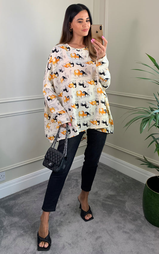 Animal printed kaftan top in multicolour