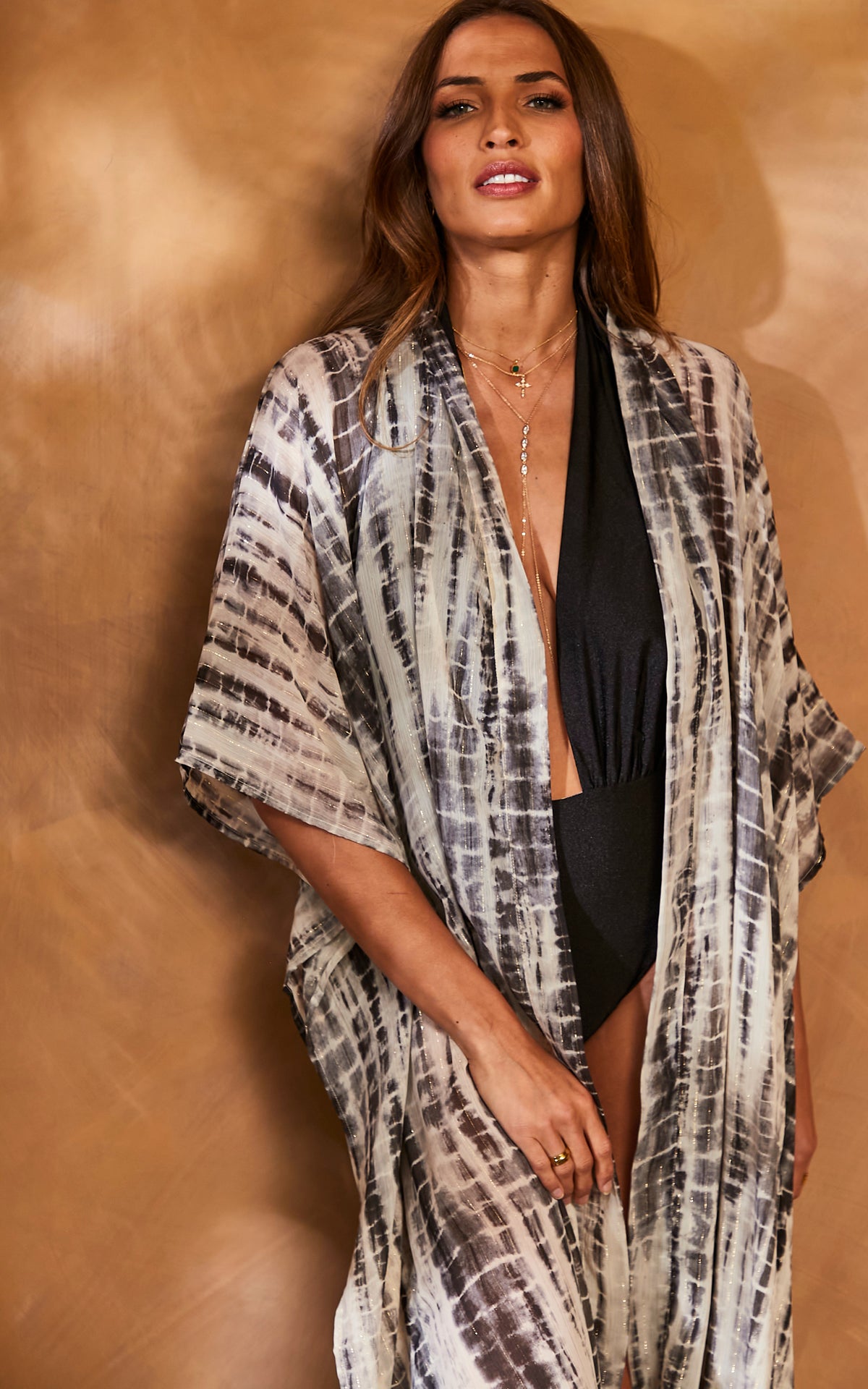 Calling Out Your Name Black and White Print Kimono