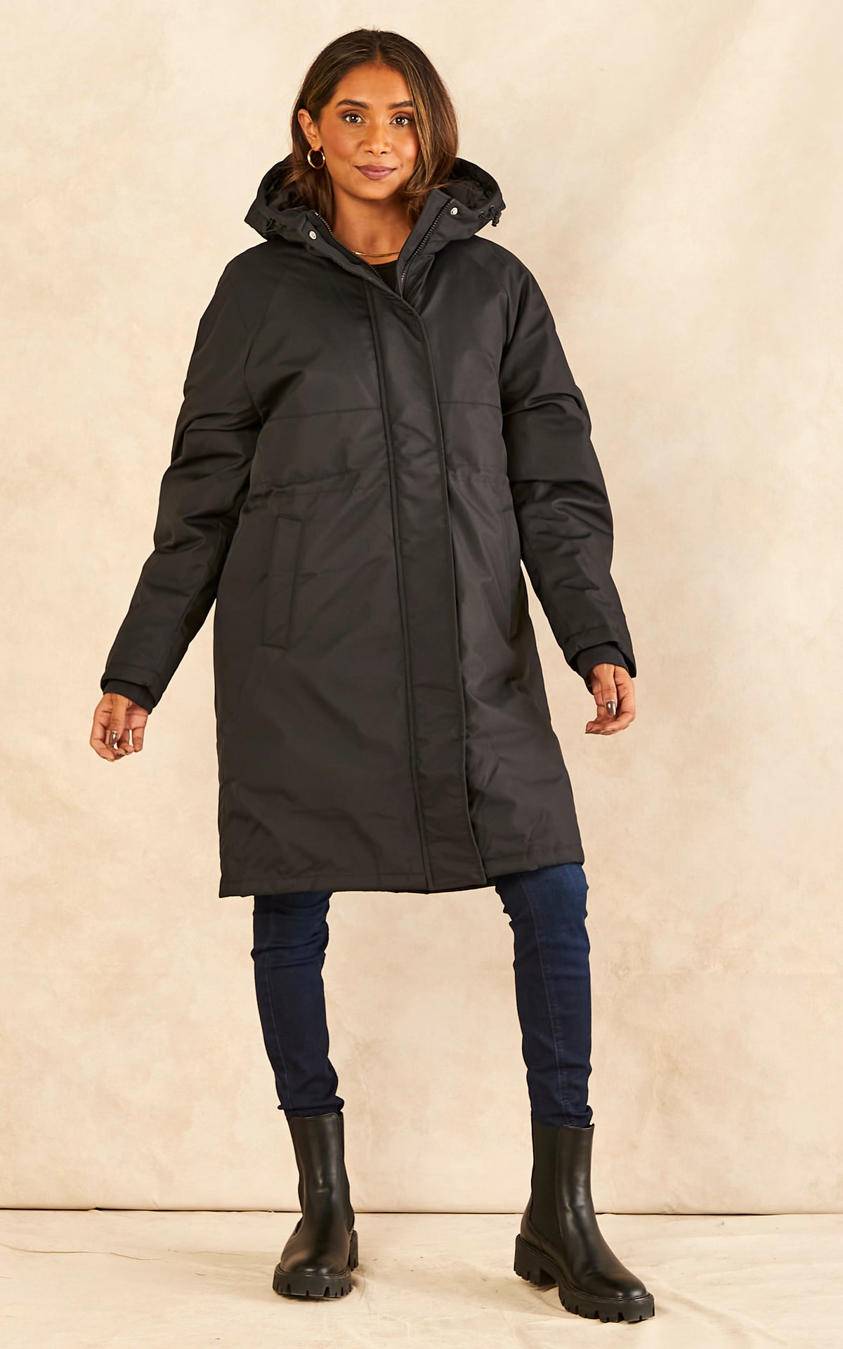 Hooded Parka Coat in Black