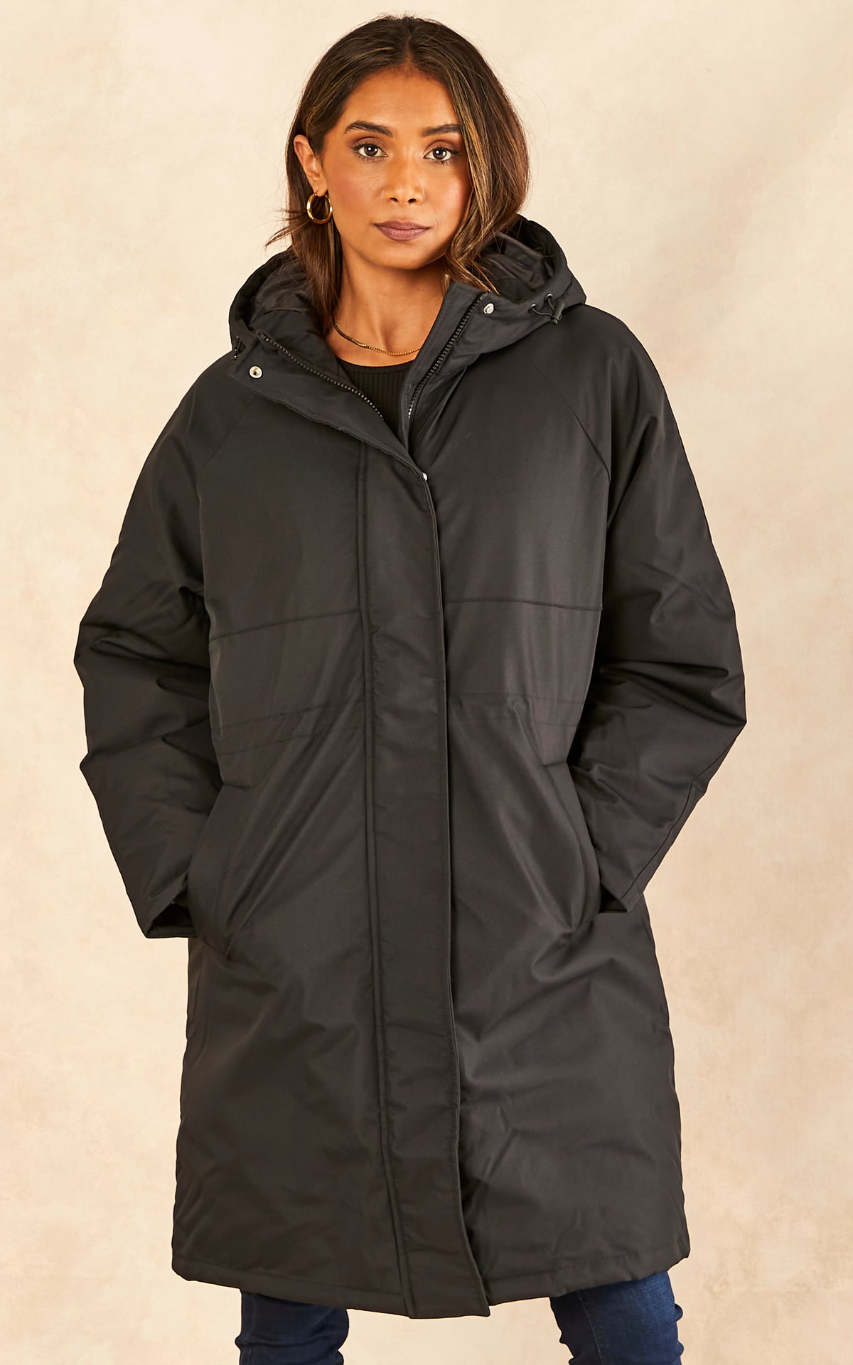 Hooded Parka Coat in Black