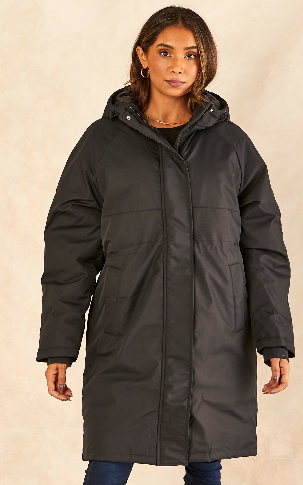 Hooded Parka Coat in Black