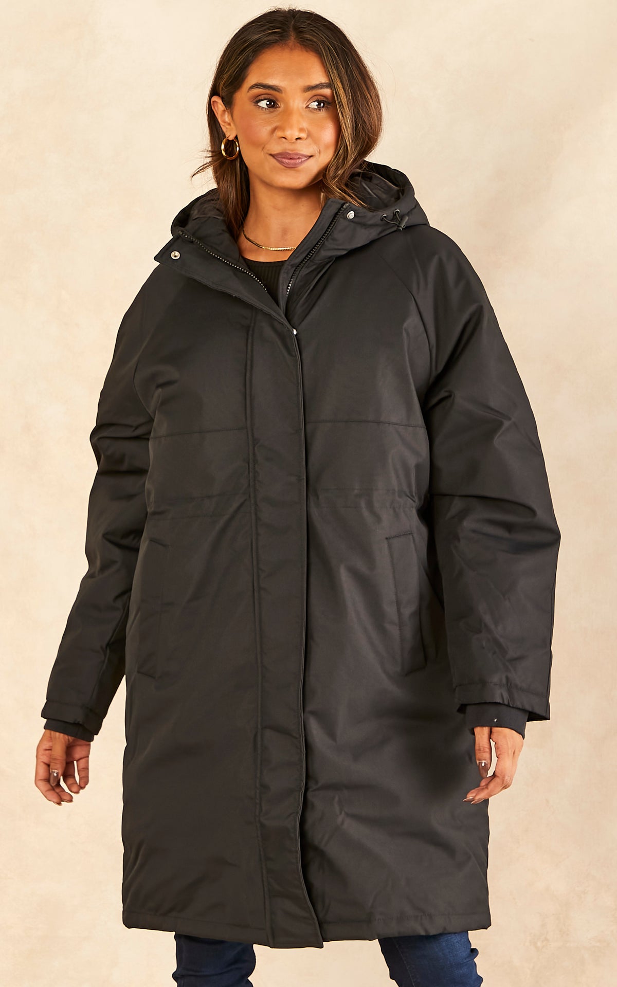 Hooded Parka Coat in Black