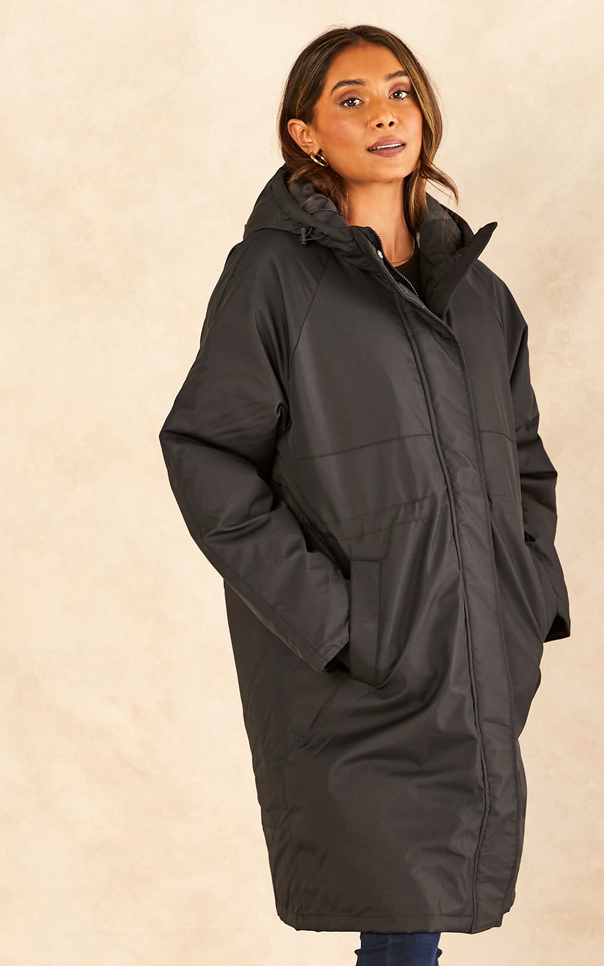 Hooded Parka Coat in Black
