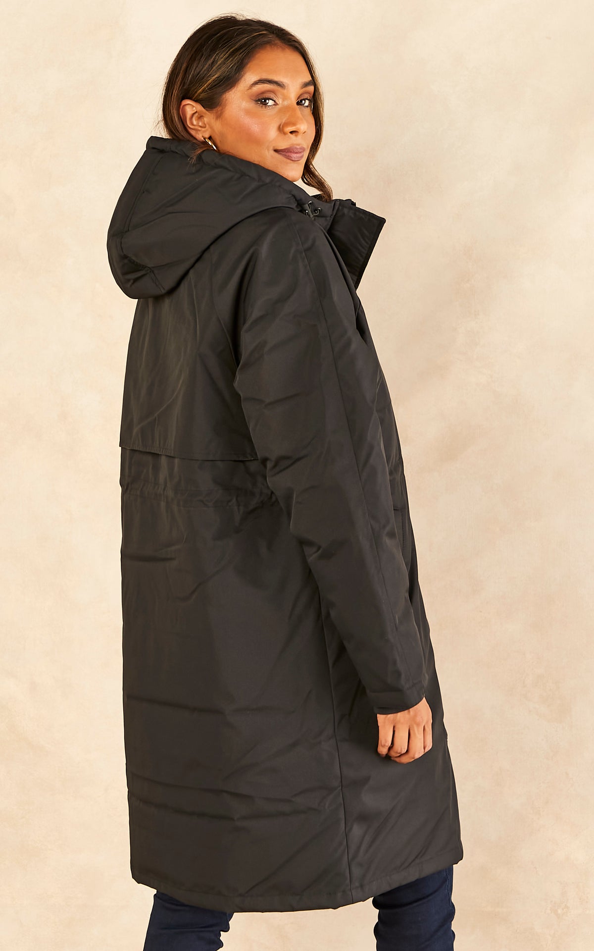 Hooded Parka Coat in Black