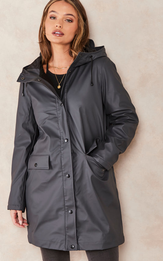Raincoat with Teddy Lining in Black
