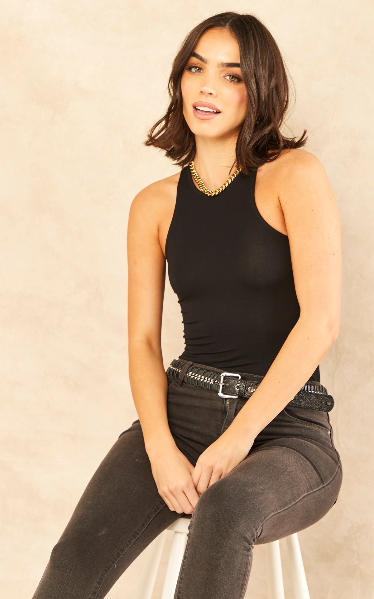 Sleeveless Bodysuit in Black