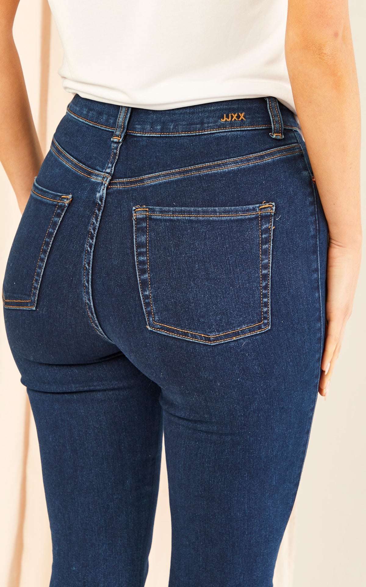 High Waisted Skinny Denim Jeans in Dark Blue