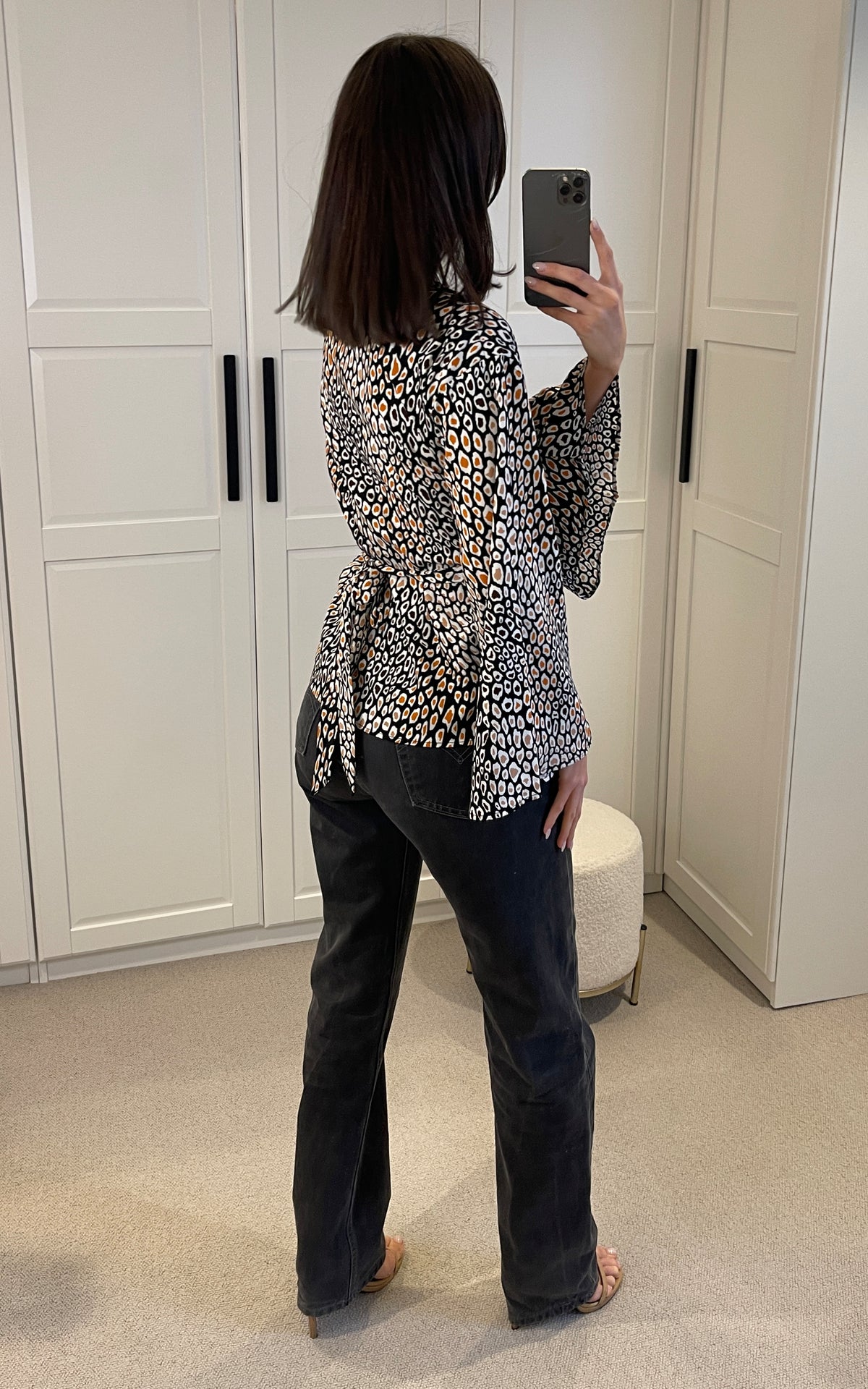 Leopard print long sleeve wrap top