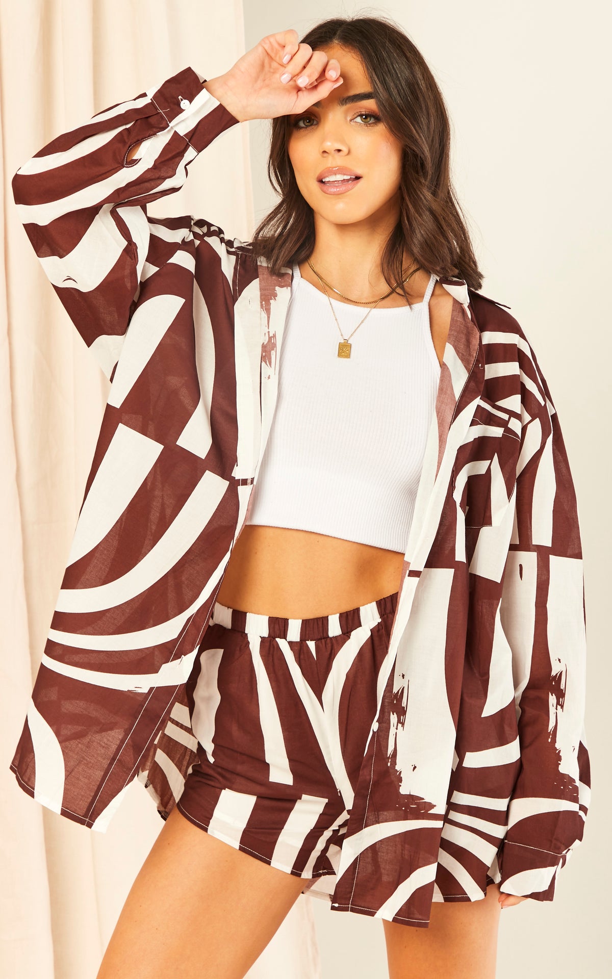 Brown Printed Shorts