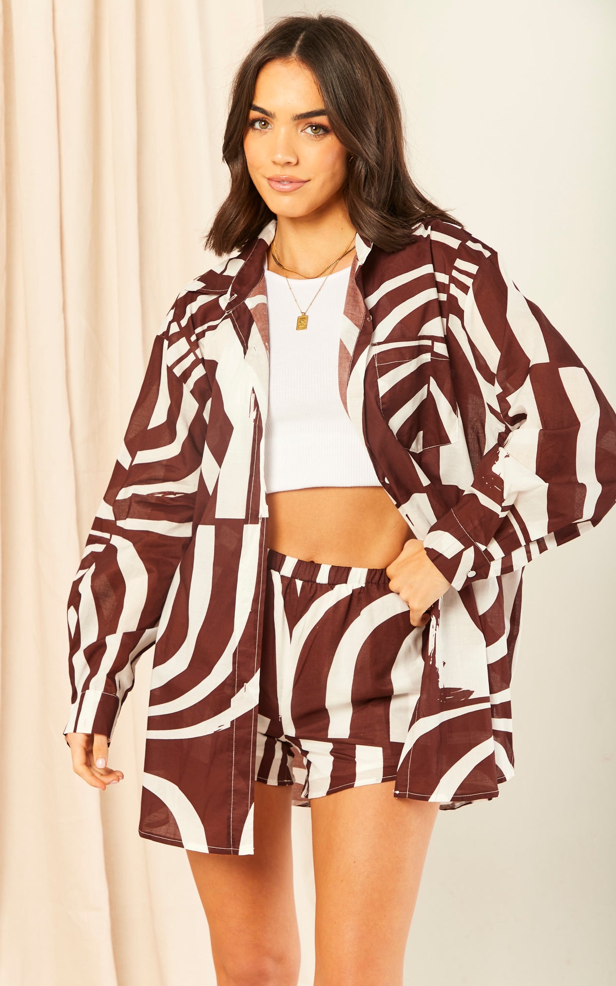 Brown Printed Shorts