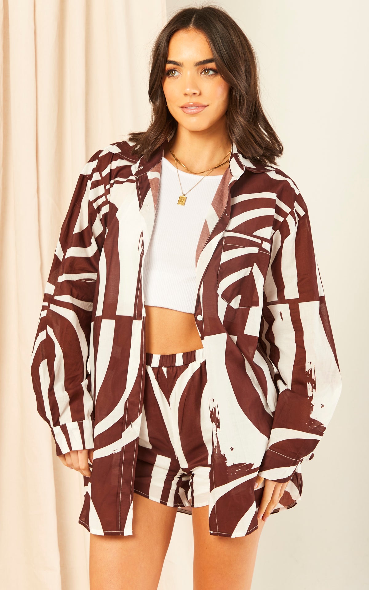 Brown Printed Shorts