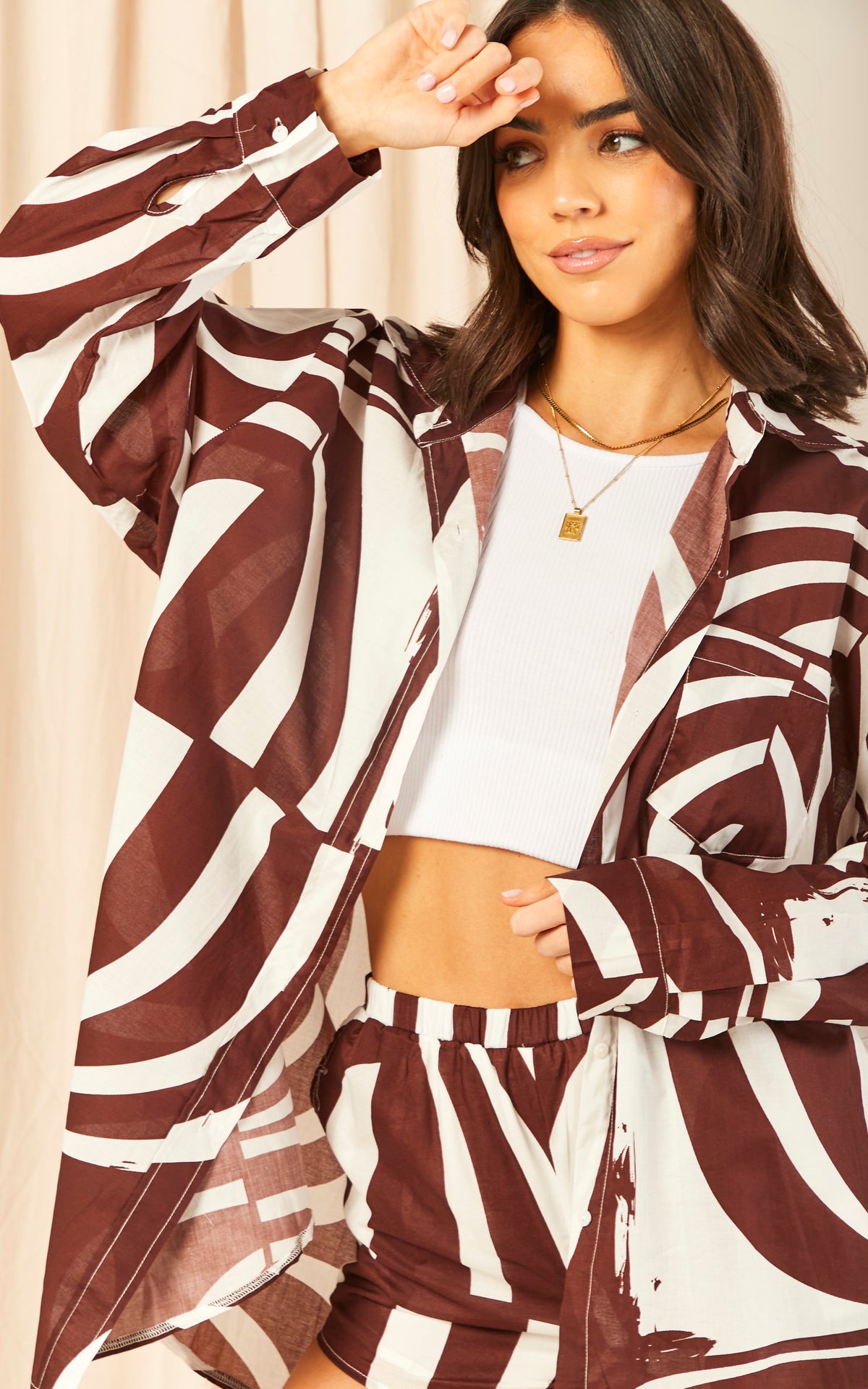 Brown Printed Shorts