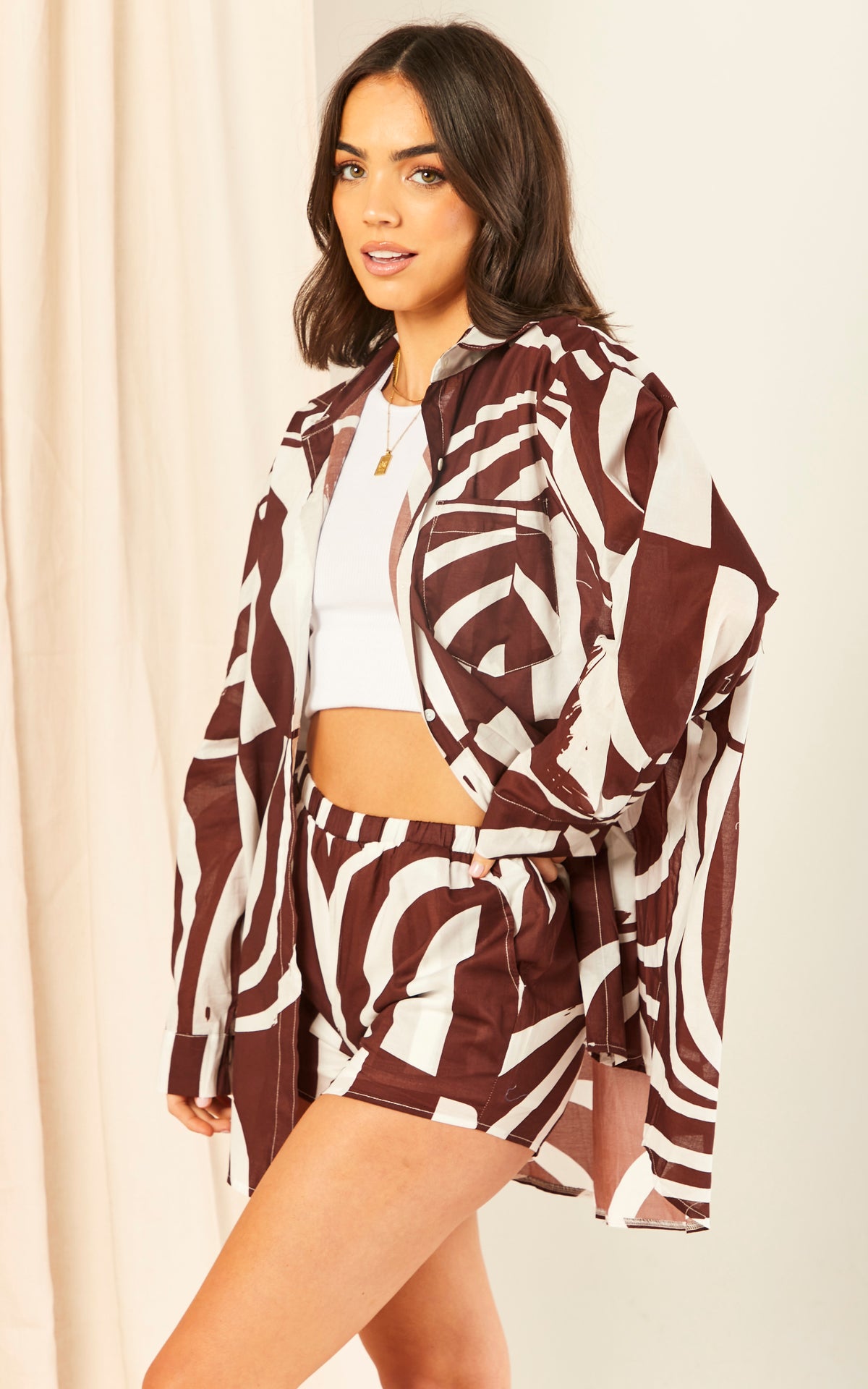 Brown Printed Shorts