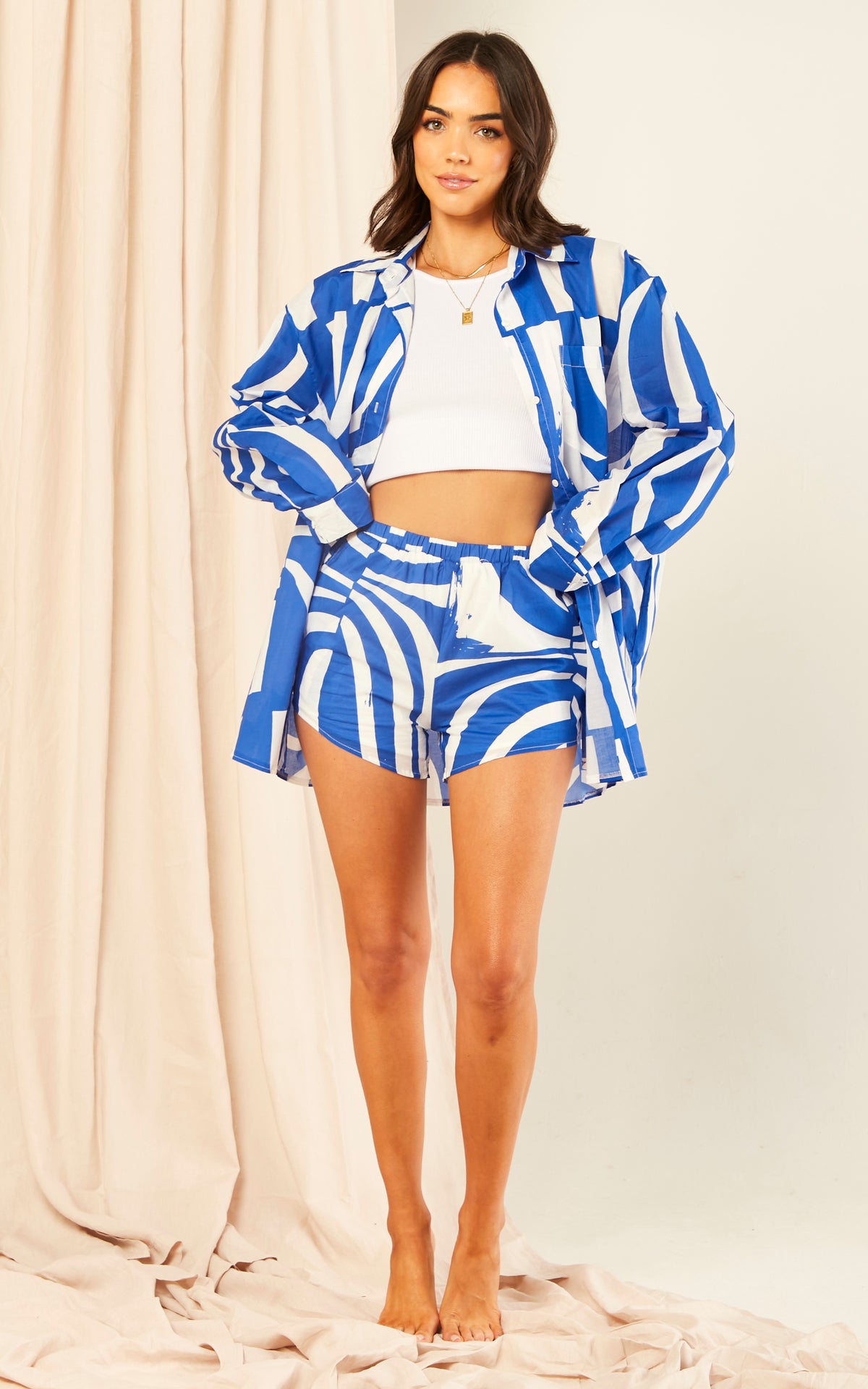 Blue Printed Shorts