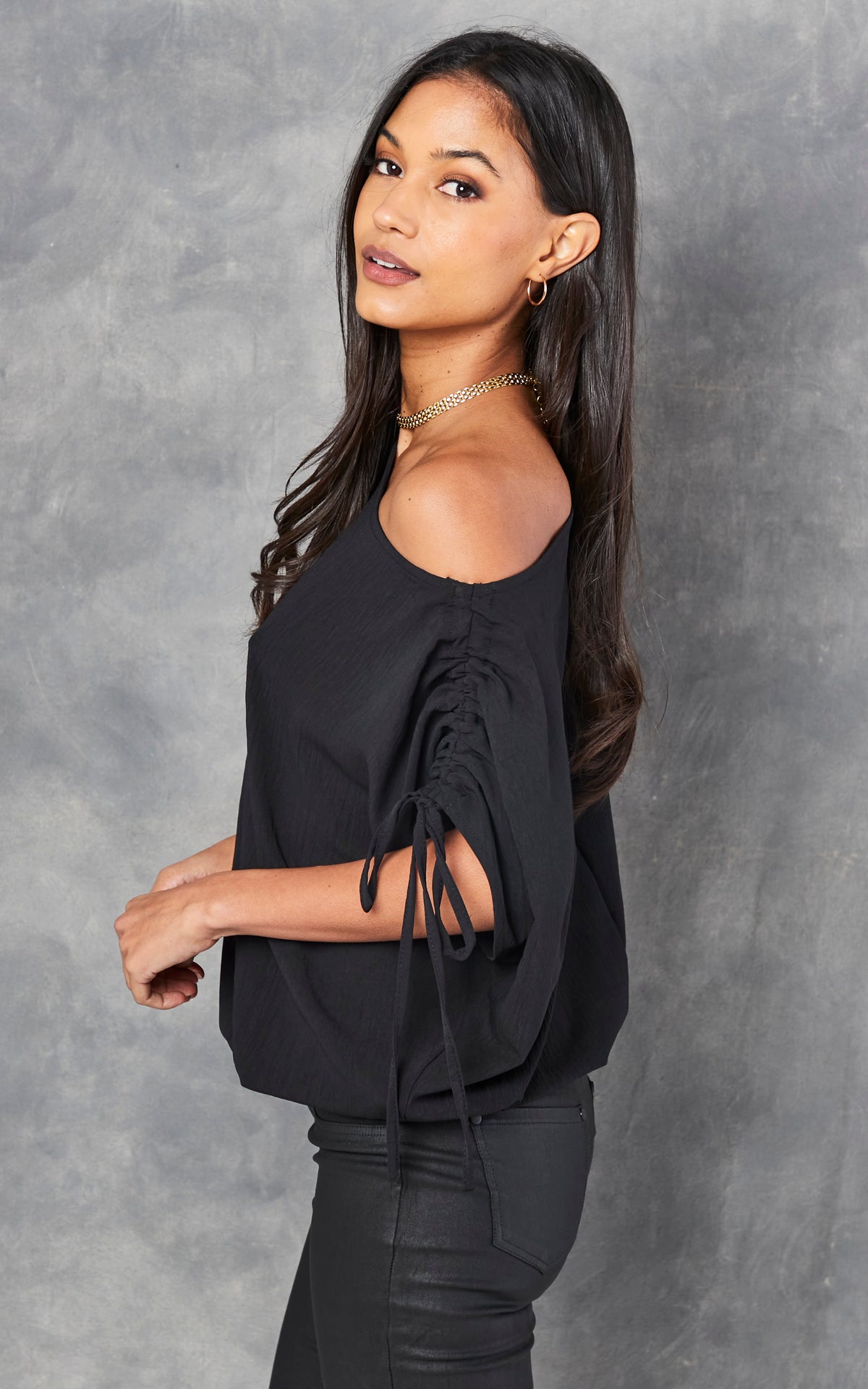 Off Shoulder Oversize Top in Black