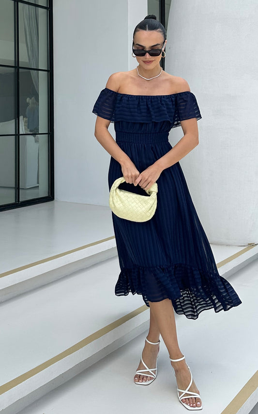 Bardot Maxi Dress in Navy