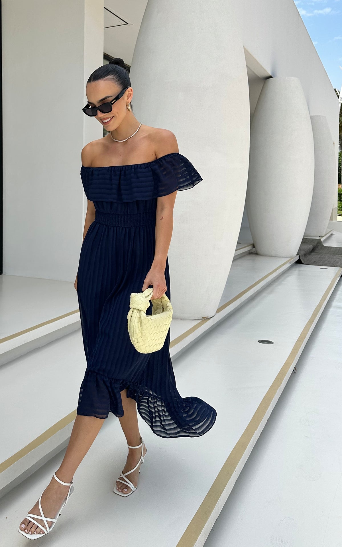 Bardot Maxi Dress in Navy