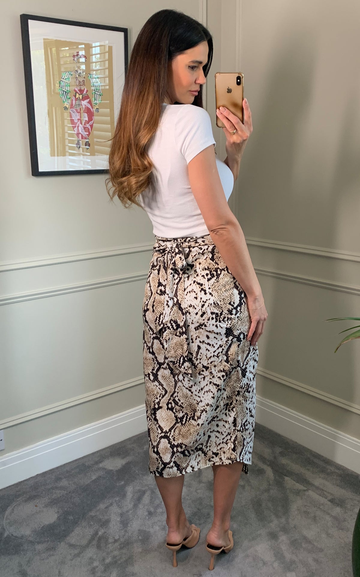 Python print midi wrap skirt with belt fastening