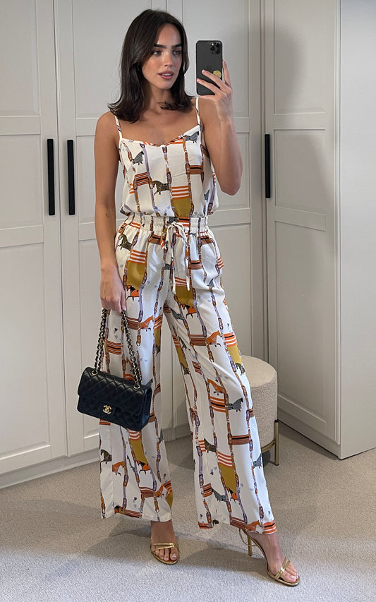 Multicolour animal print wide leg trousers with elasticated waist band