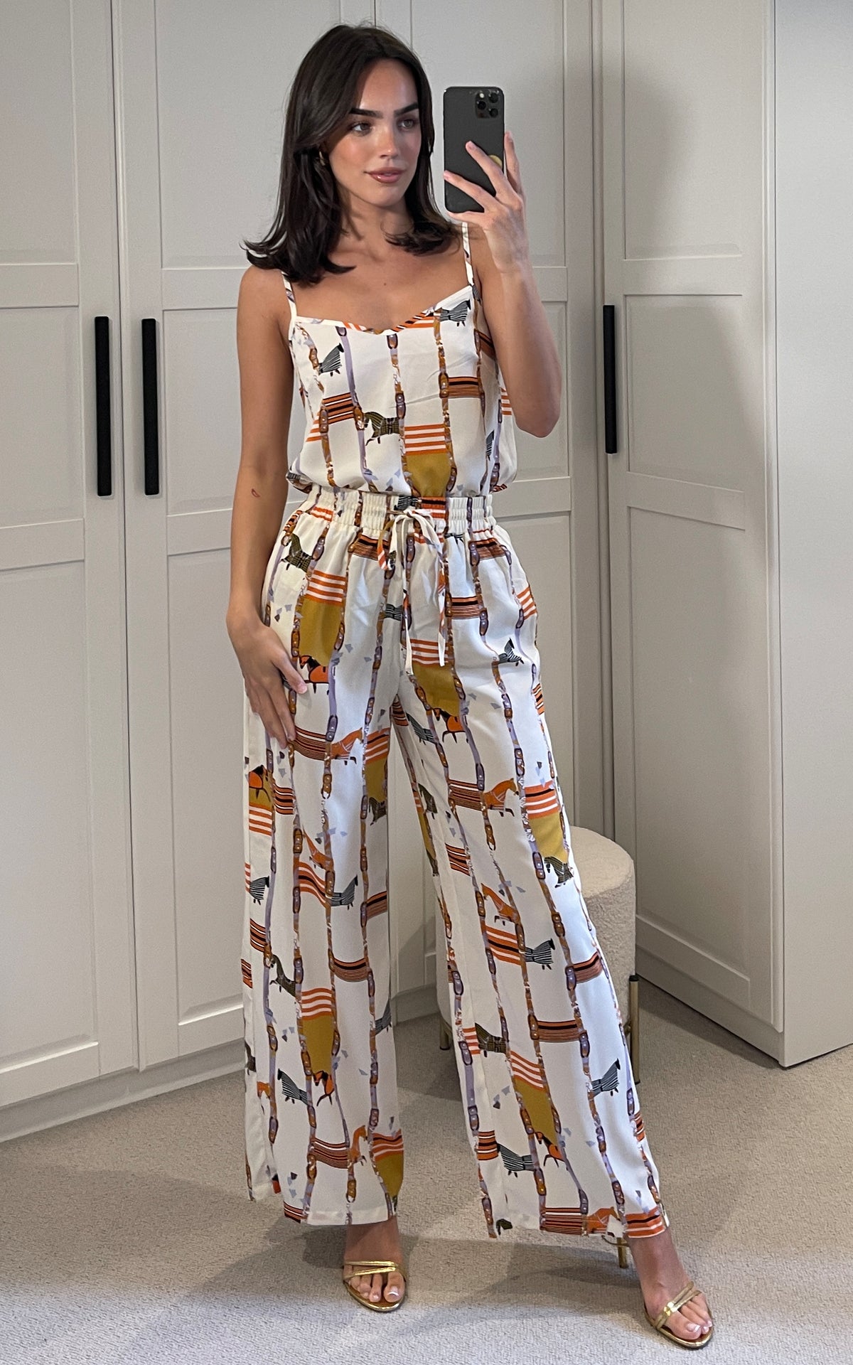 Animal print cami top in multicolour