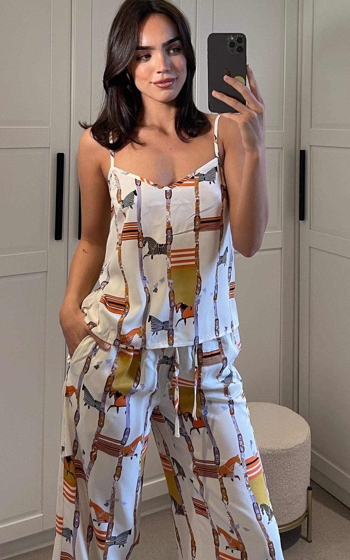 Animal print cami top in multicolour