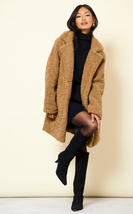 Brown Oversize Camel Teddy Winter Coat Jacket Outerwear