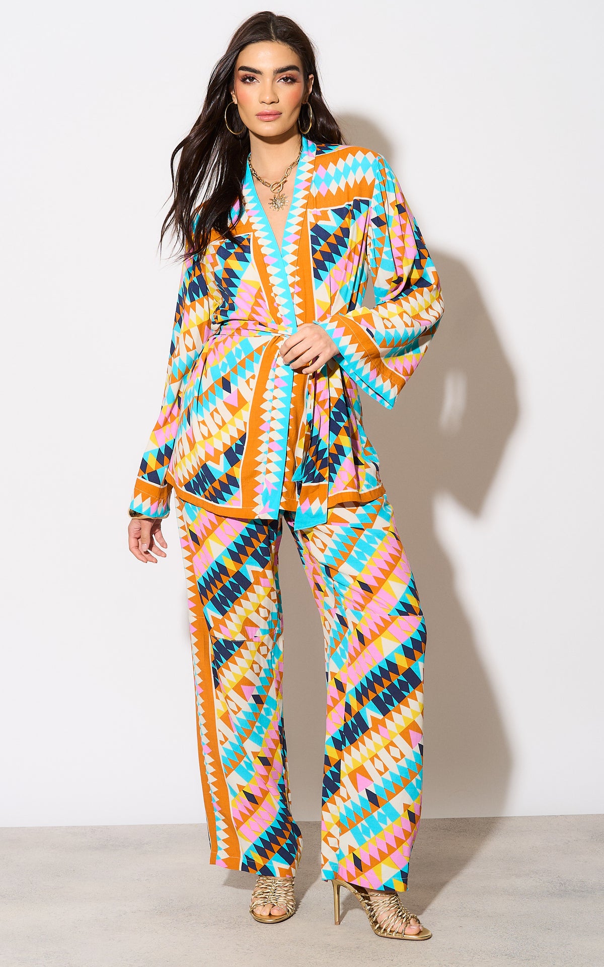 One More Time Geometric Print Trouser