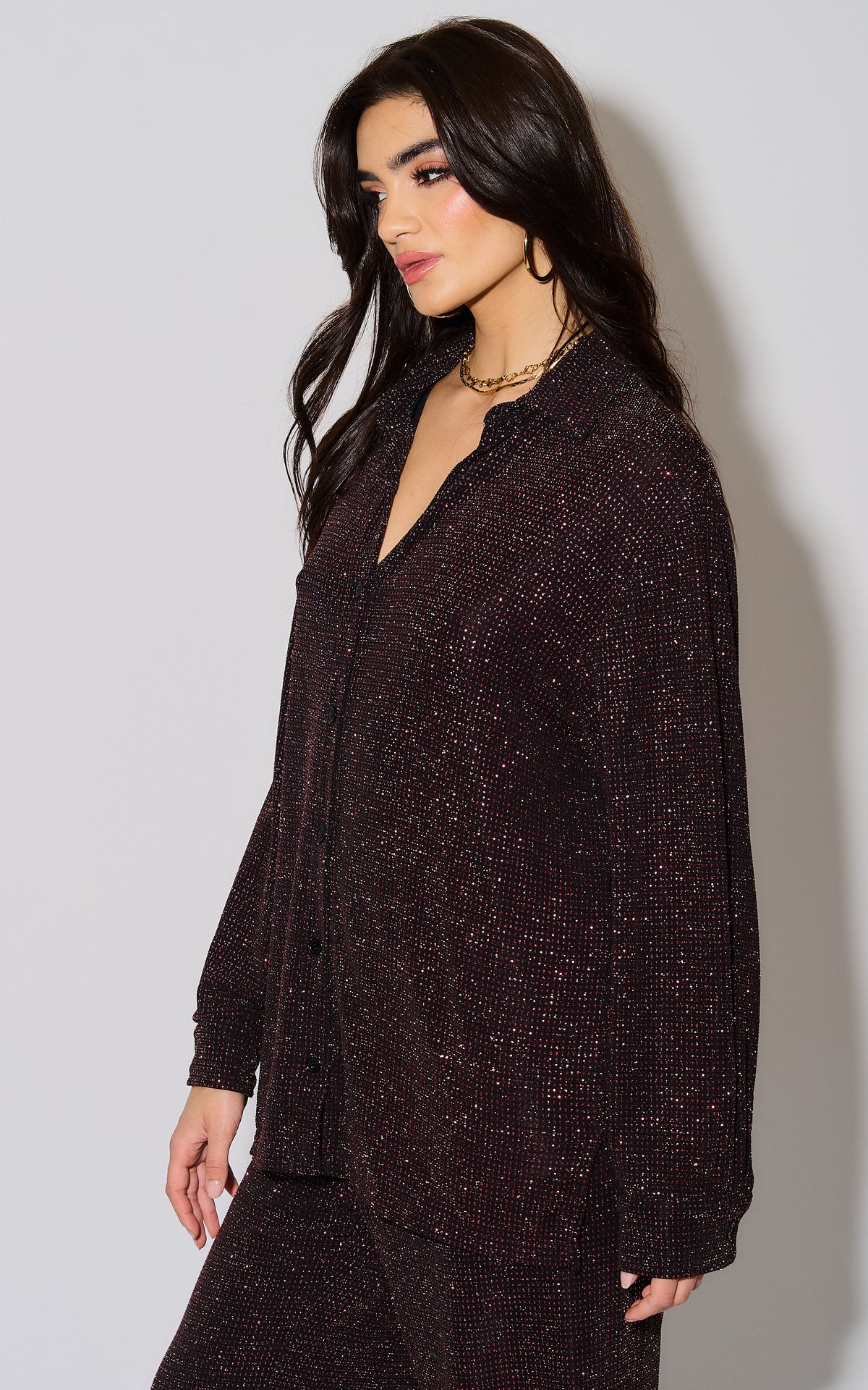 El Pirata Long Sleeve Red Metallic Lurex Shirt