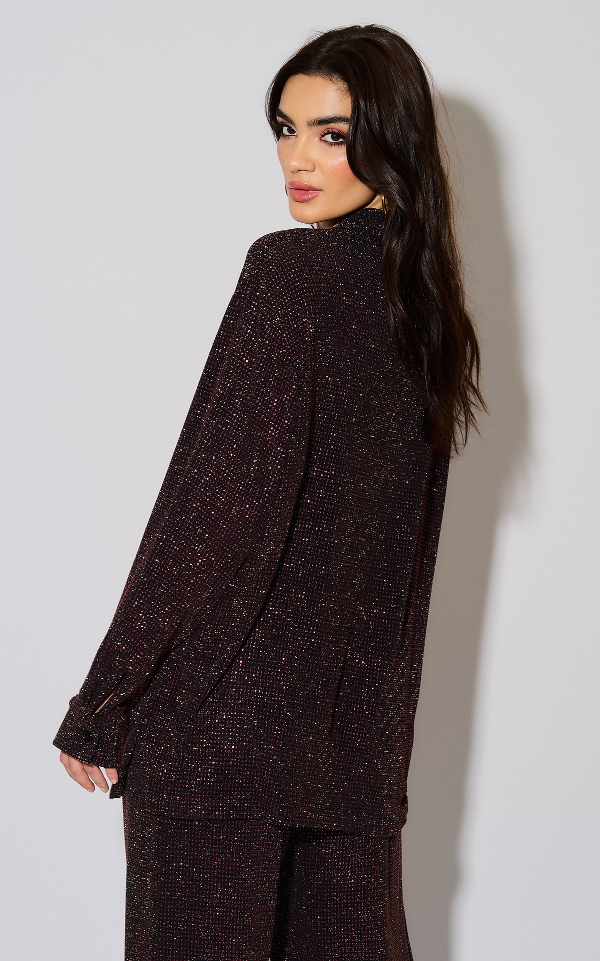 El Pirata Long Sleeve Red Metallic Lurex Shirt