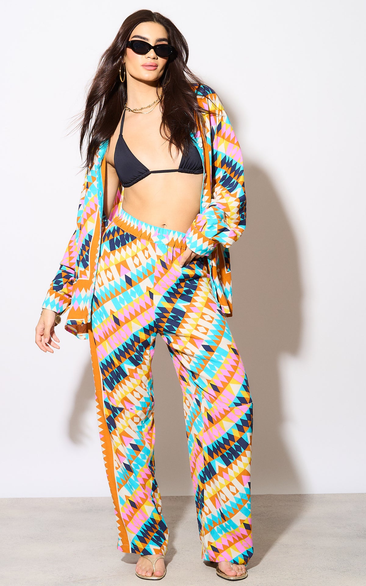 One More Time Geometric Print Trouser