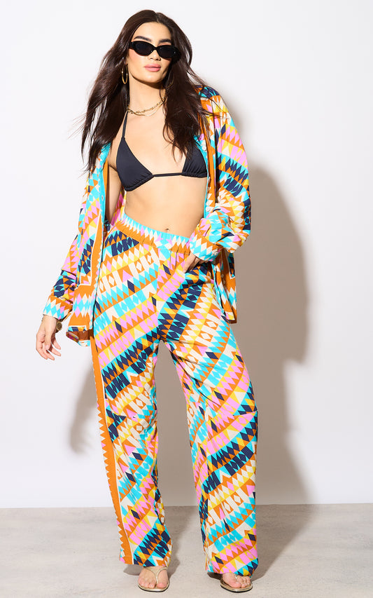 One More Time Geometric Print Trouser