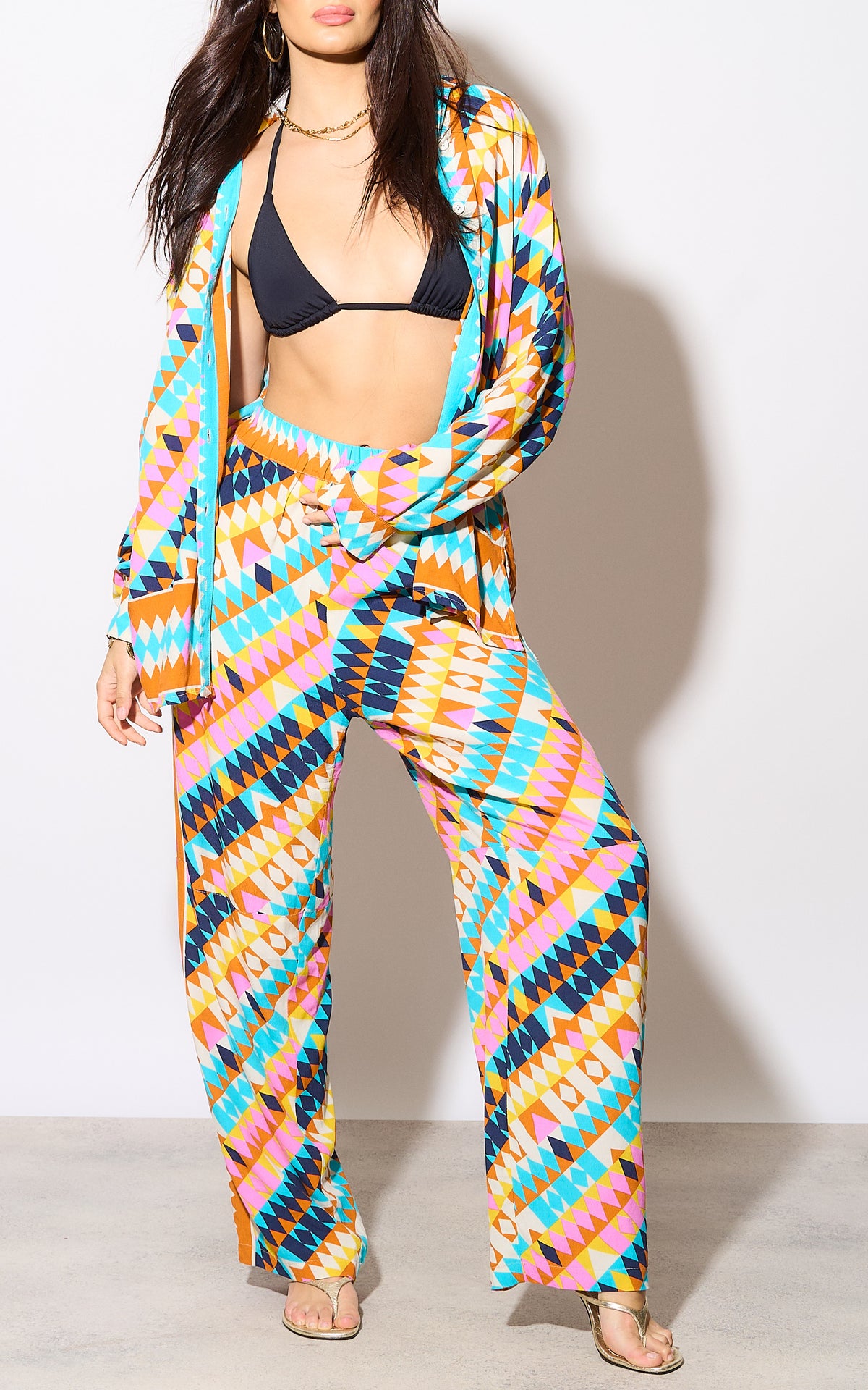 One More Time Geometric Print Trouser