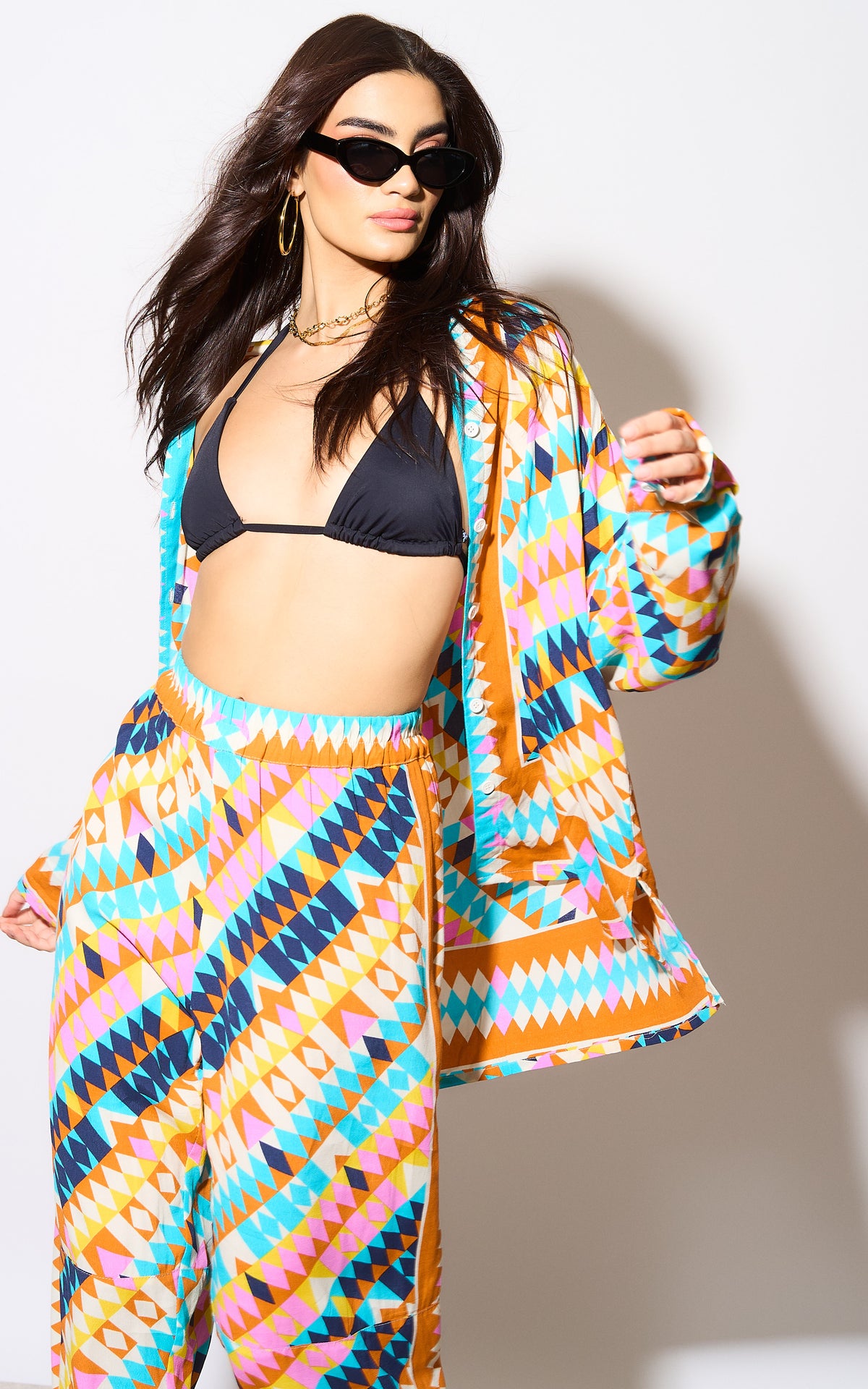 One More Time Geometric Print Trouser