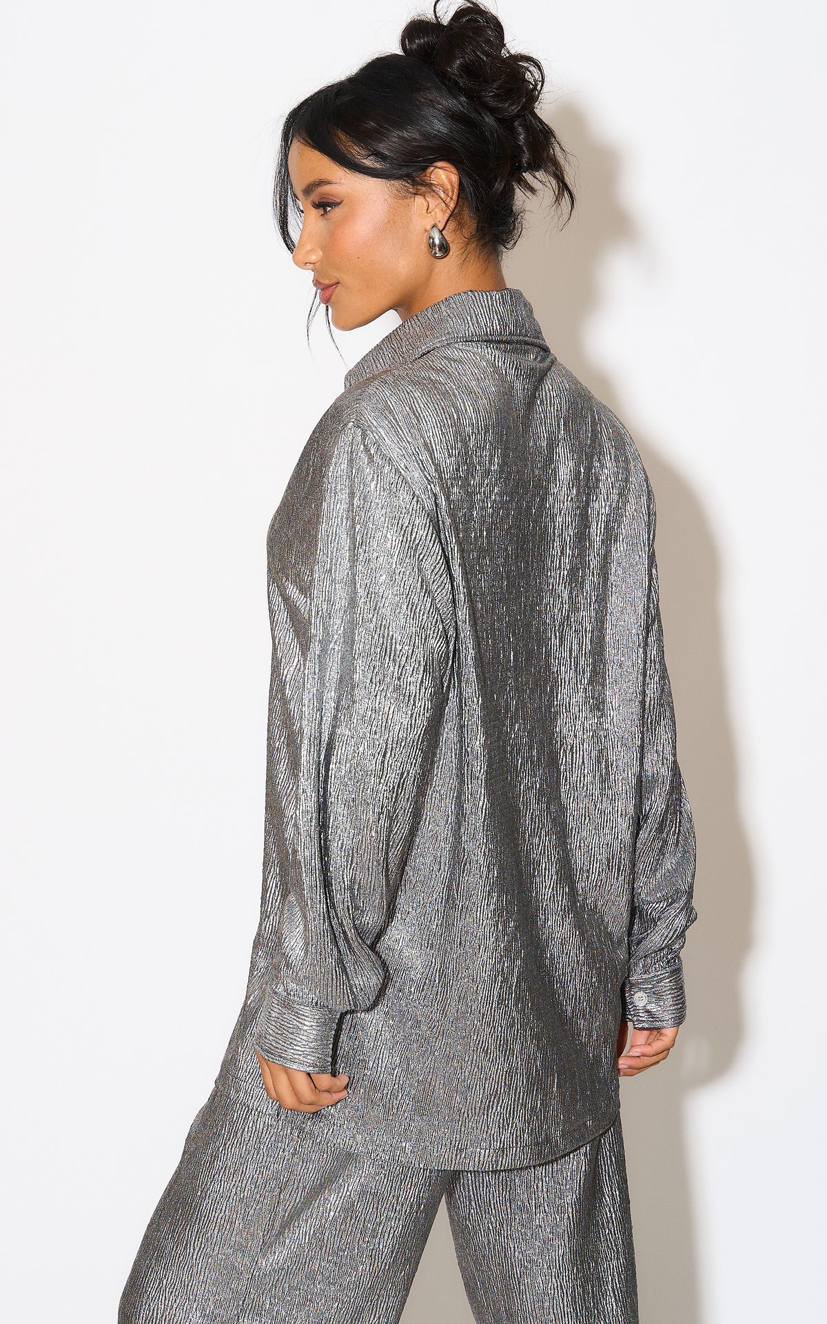 Praise You Metallic Silver Short Tie Kimono
