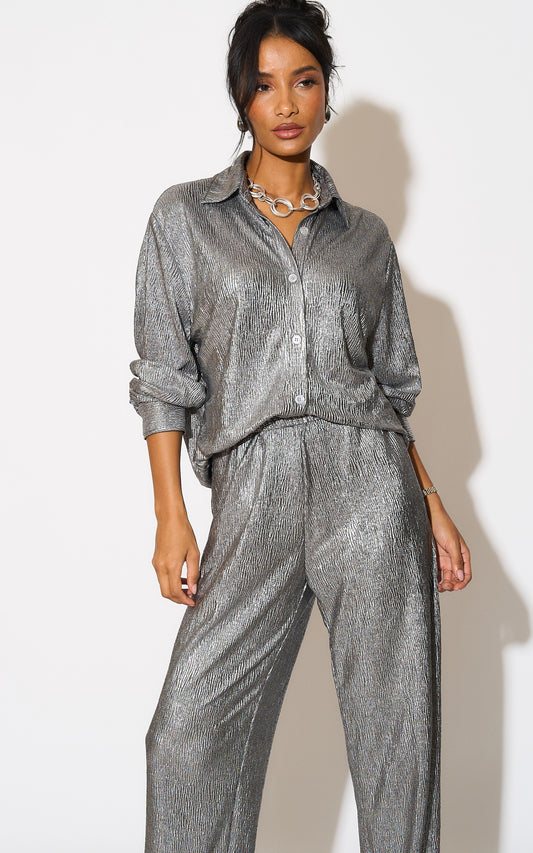 Praise You Metallic Silver Trouser