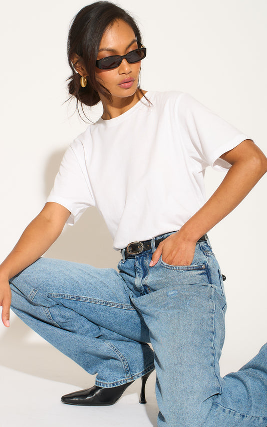 Mid Straight Fit Jeans in Blue Denim