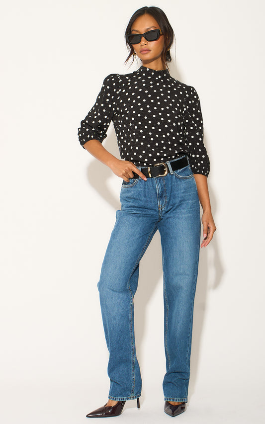 Polka Dot Blouse in Black