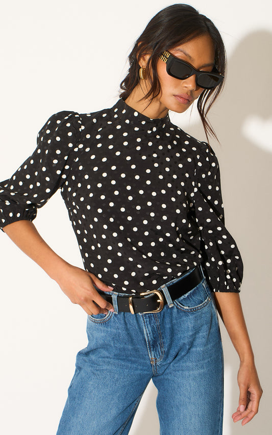 Polka Dot Blouse in Black
