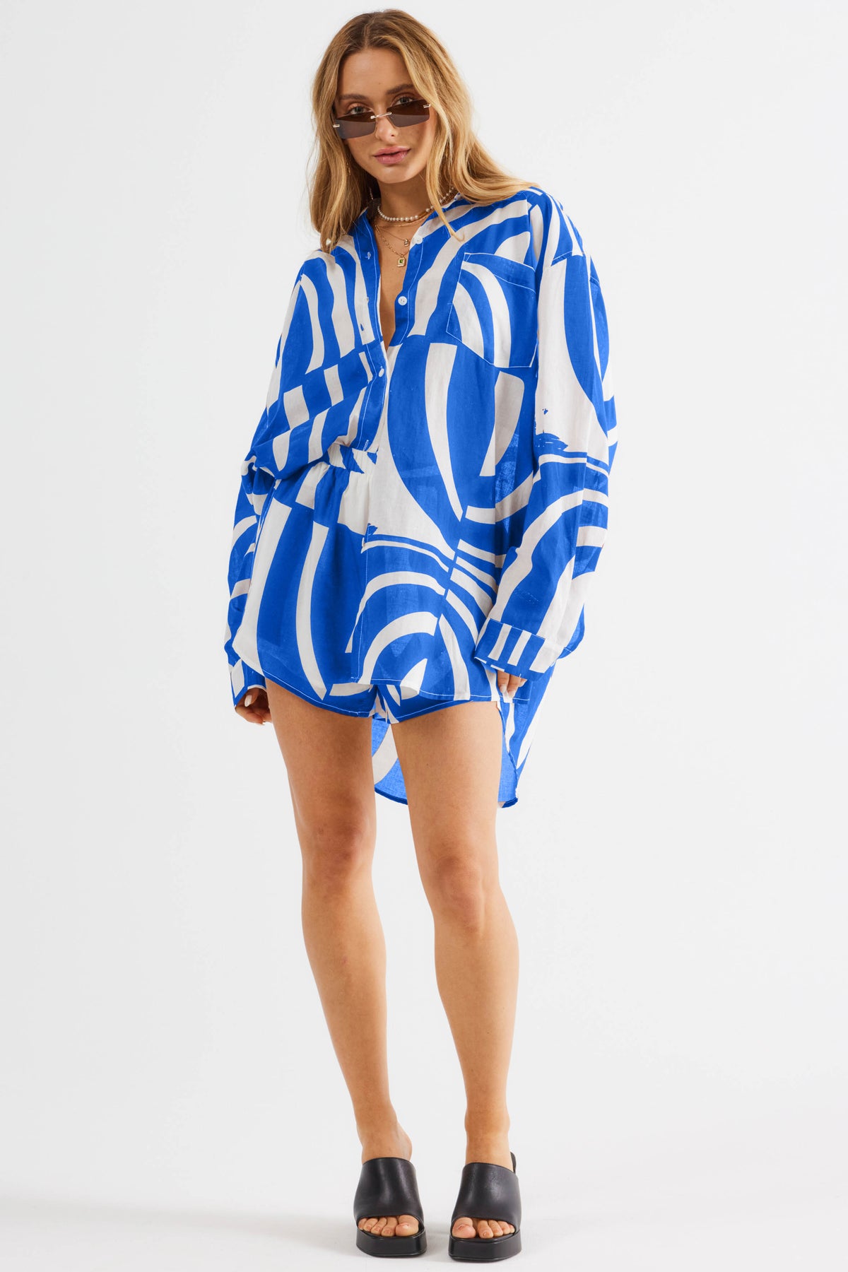 Blue Printed Shorts