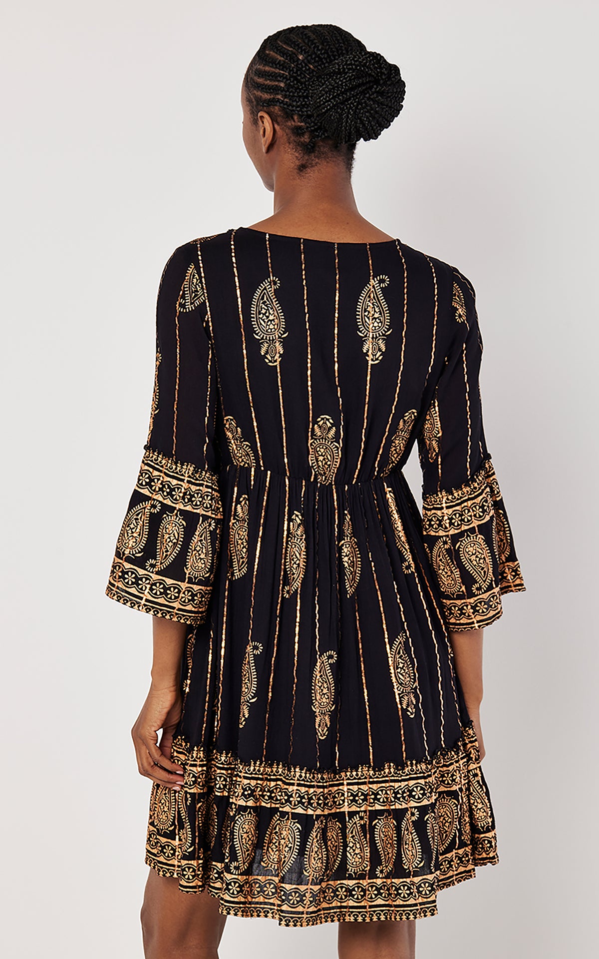 Black Bohemian Style Bell Sleeve Dress