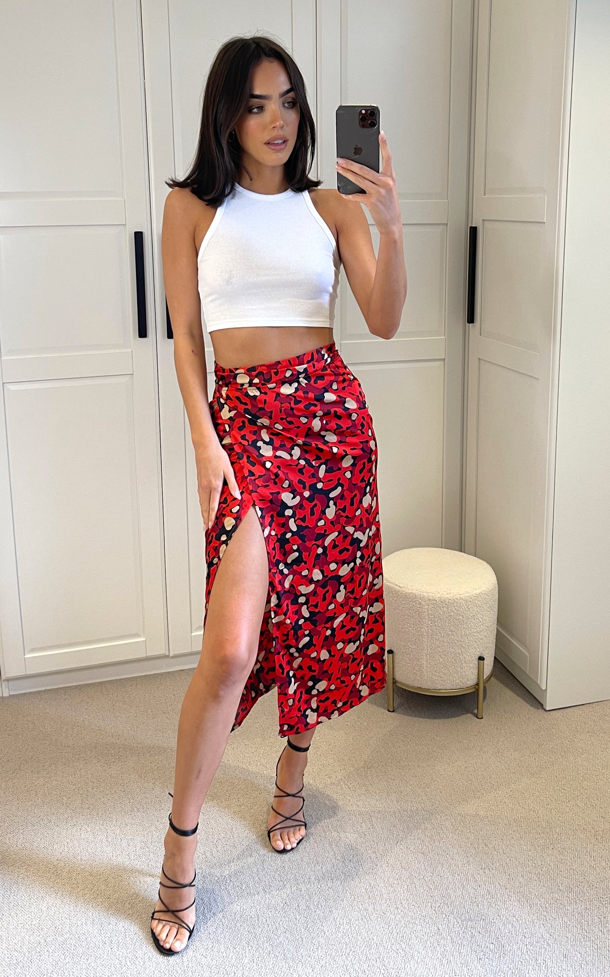 Multicolour print midi wrap skirt