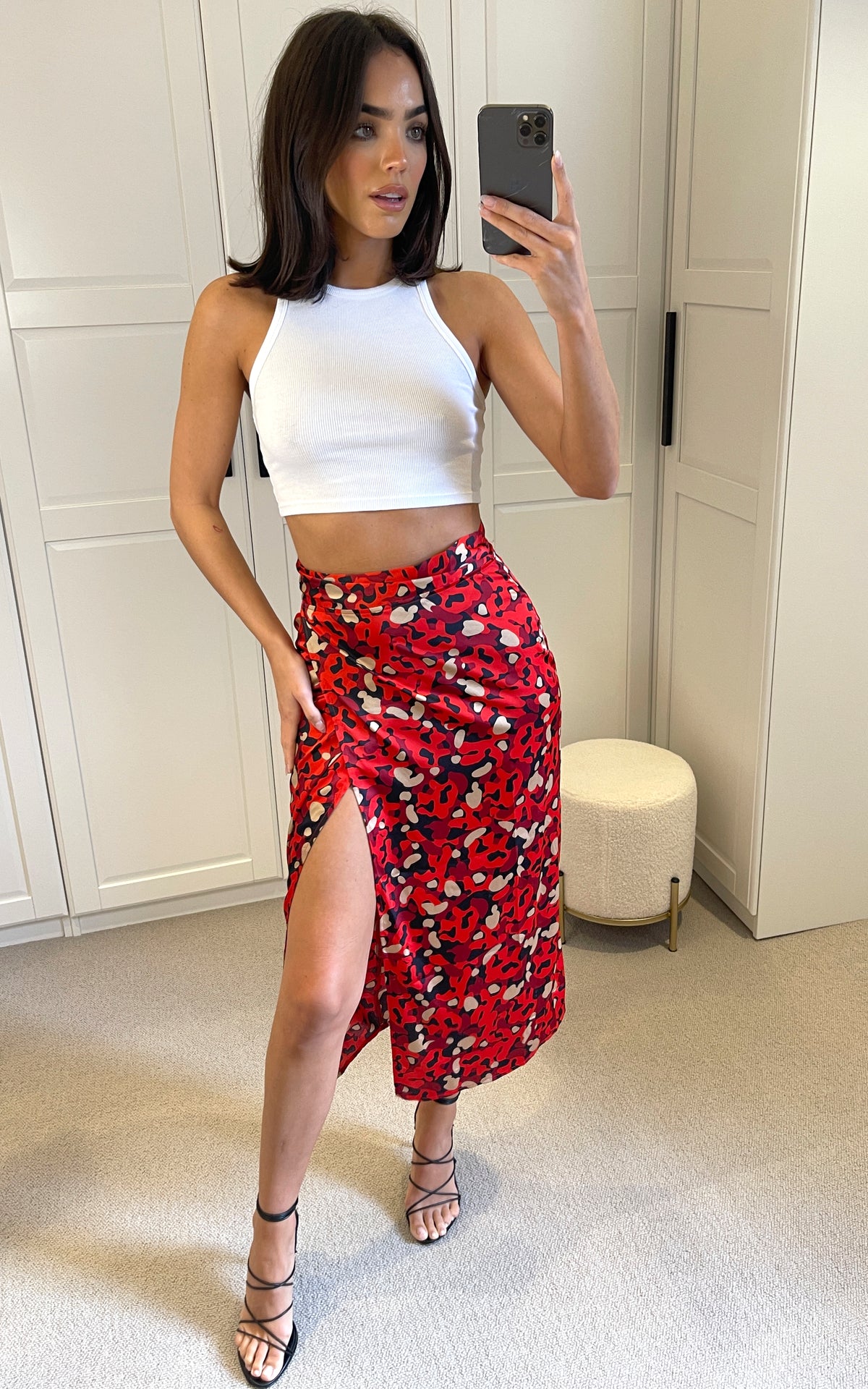 Multicolour print midi wrap skirt
