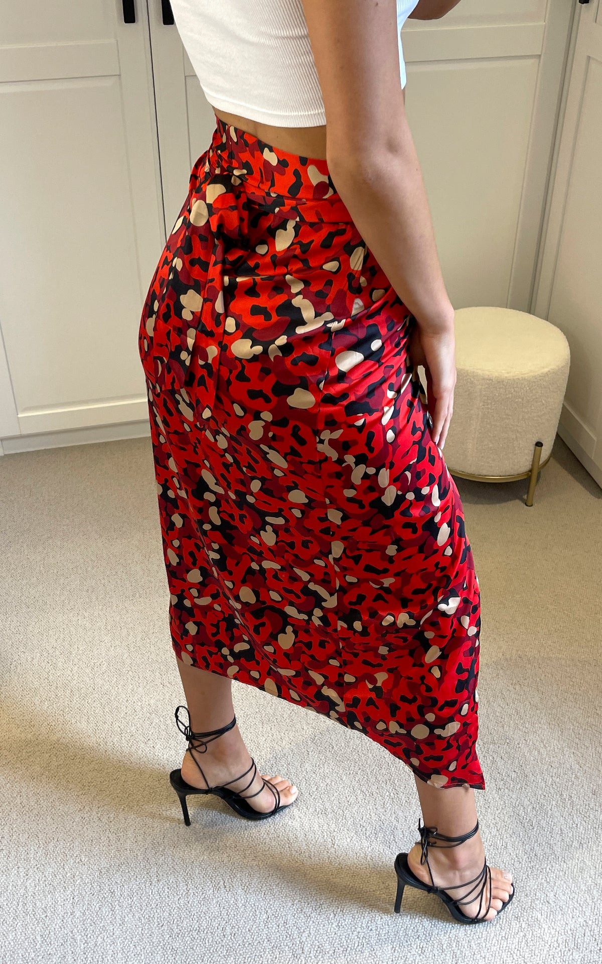Multicolour print midi wrap skirt