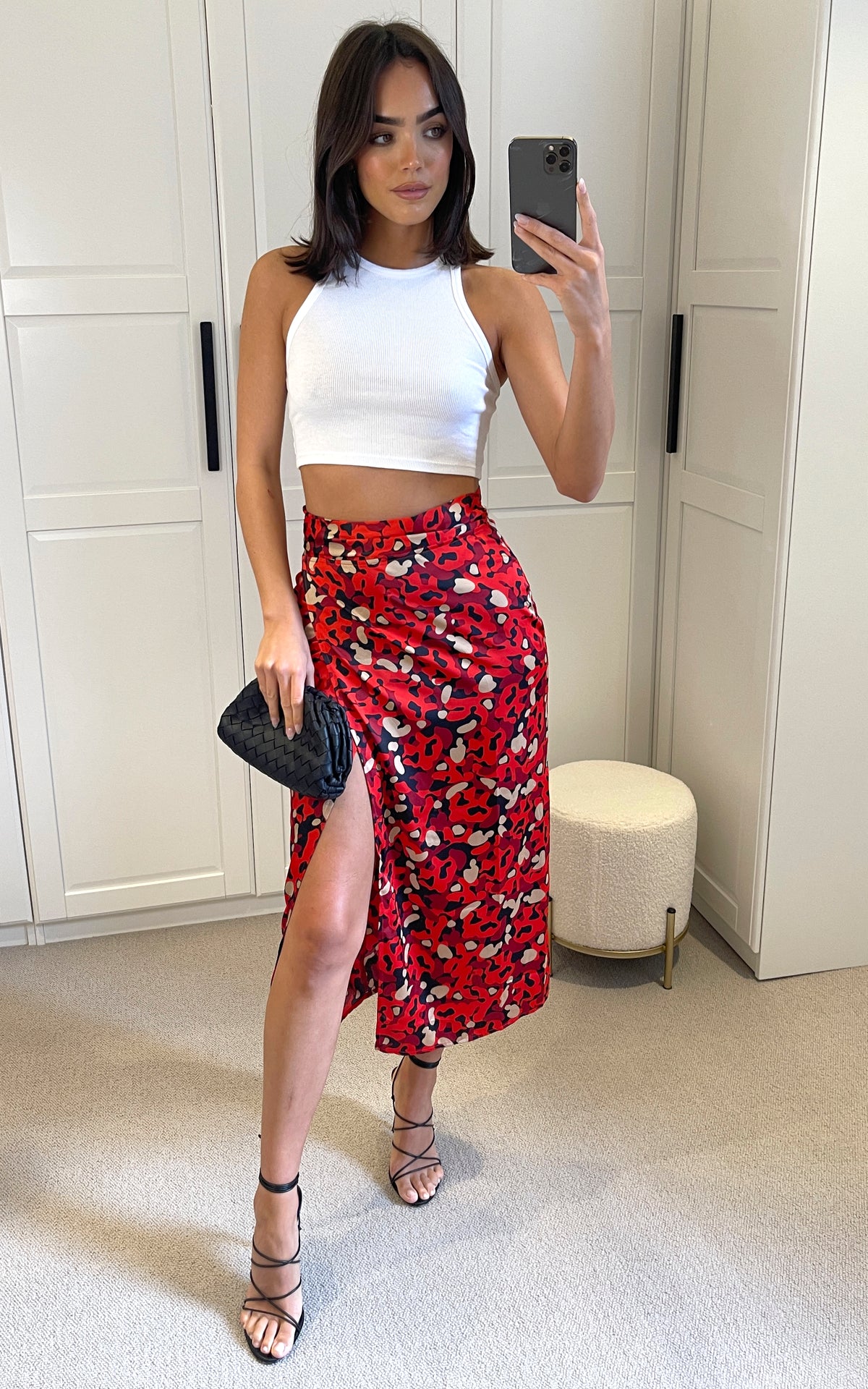 Multicolour print midi wrap skirt