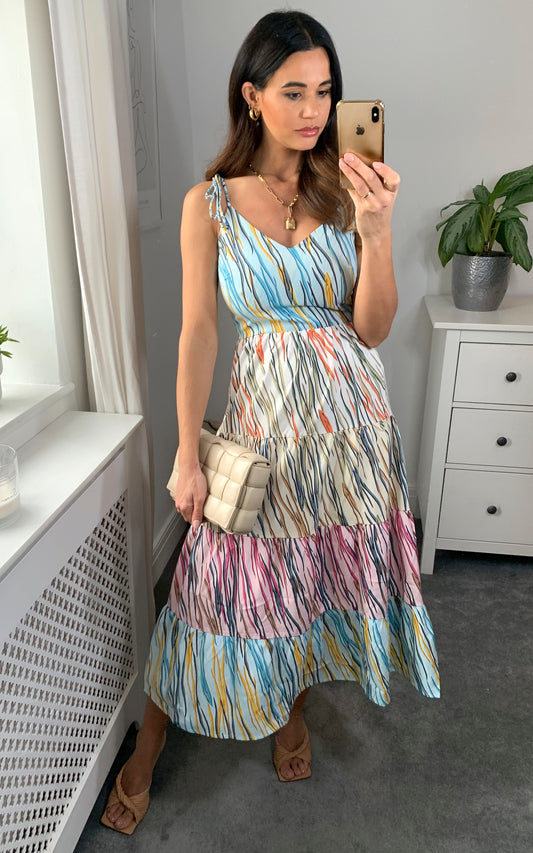 Cami maxi dress in multicolour abstract print