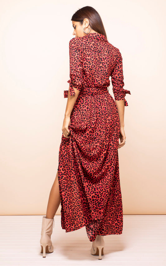 Dove Dress In Ruby Red Leopard