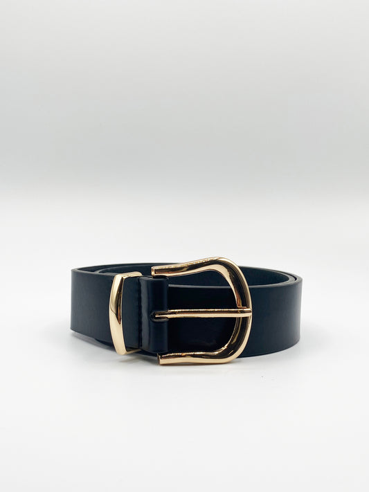 PU Leather Waist Belt With Gold Buckle (Small Size)