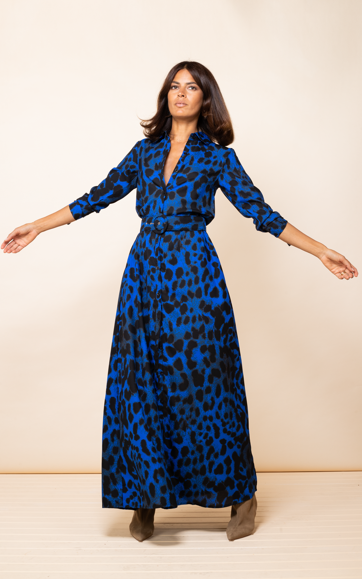 Dove Dress in Blue Leopard