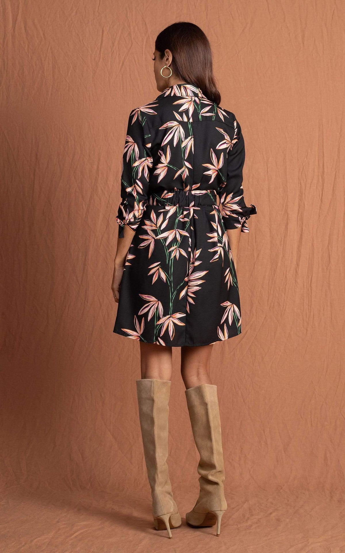 Jonah Mini Shirt Dress in Bamboo Black Base
