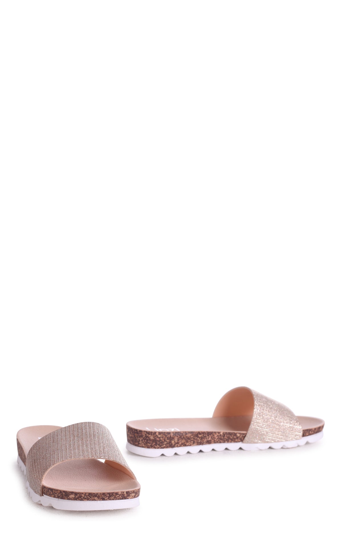 Cyprus Gold Glitter Slip On Slider With White Cleated Sole